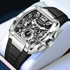 New LIGE Fashion Black Silicone Watch Men Sports Square Chronograph Wrist Watches For Men Waterproof Luminous Men's Quartz Watch