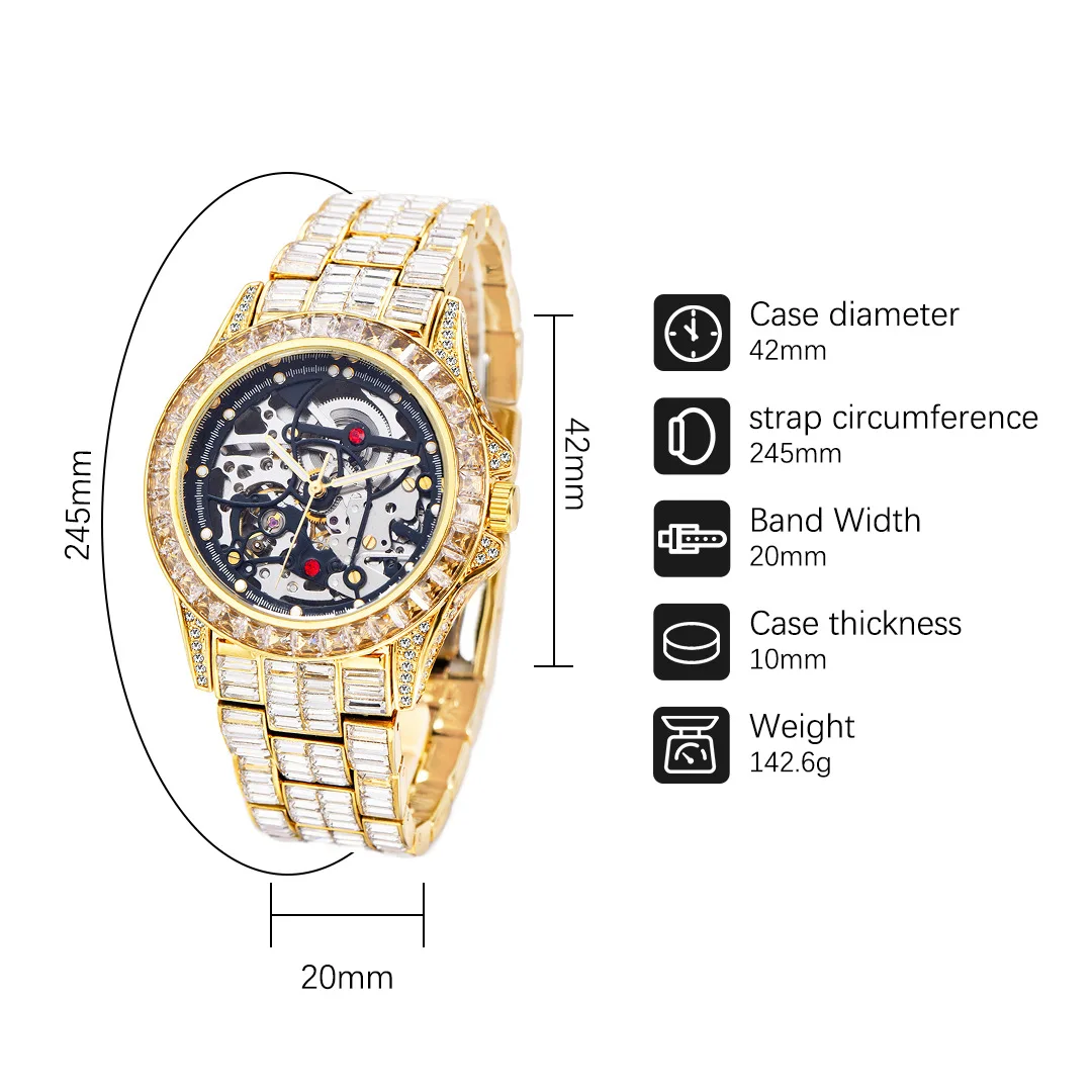 Fashion Hip-Hop Street Hipster Full-Automatic Hollow-Out Mechanical Men's Jewelry Watch
