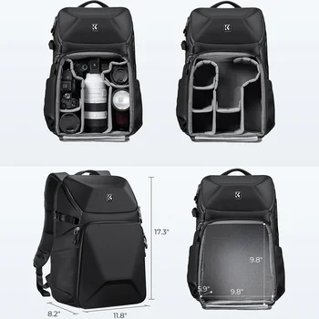 K&F CONCEPT Outdoor Sports Camera Backpack 20L Waterproof Front HardShell Camera Bag For DSLR Camera/15.6" Laptop/Tripod Holder 5