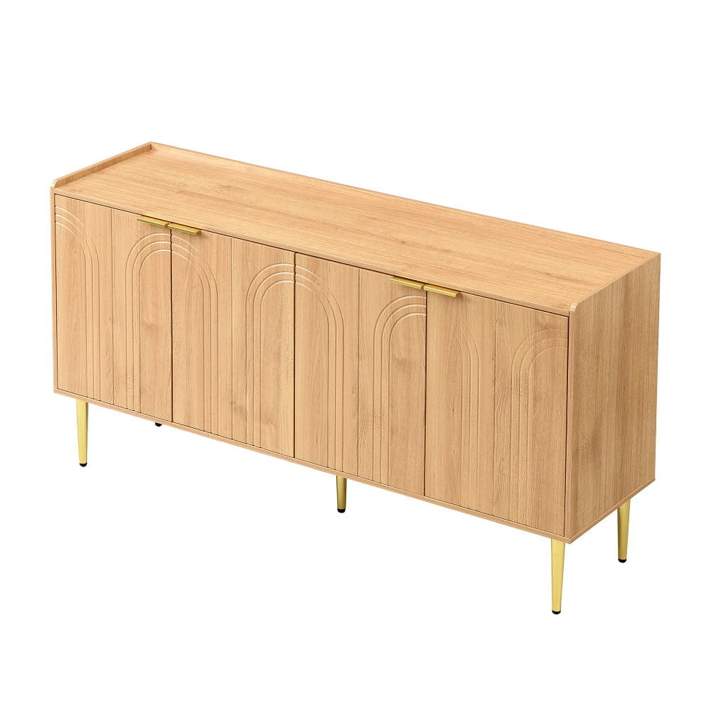 Schlanker, minimalistischer Sideboard-Aufbewahrungsschrank – 140 x 38 x 75 cm, moderner Buffetschrank mit Regalen, Wohnmöbel für Esszimmer – Detail 14