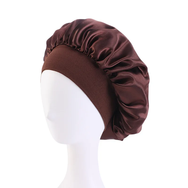 Women's Satin Wide-Brimmed Sleep Bonnet with Elastic Band
