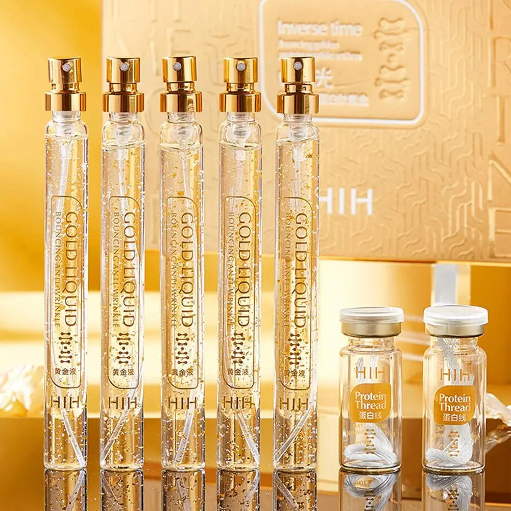 Korea 24k Care Serum Active Collagen Silk Care Lifting Firming Set Hyaluronan Silk Line Moisturizing Essence Firming Skin Care 4