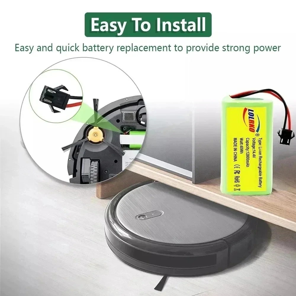 14.4V 2600mAh Li-ion Battery for Conga Excellence 990 1090 Ecovacs Deebot N79S N79 DN622 Eufy Robovac 11 11S 12 35C X500 3