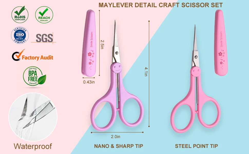 Description Picture 2 of item4 in Stainless Steel Detail Craft Scissors Set with Safety Cover for Scrapbooking, Paper Cutting Sewing Embroidery Quilting