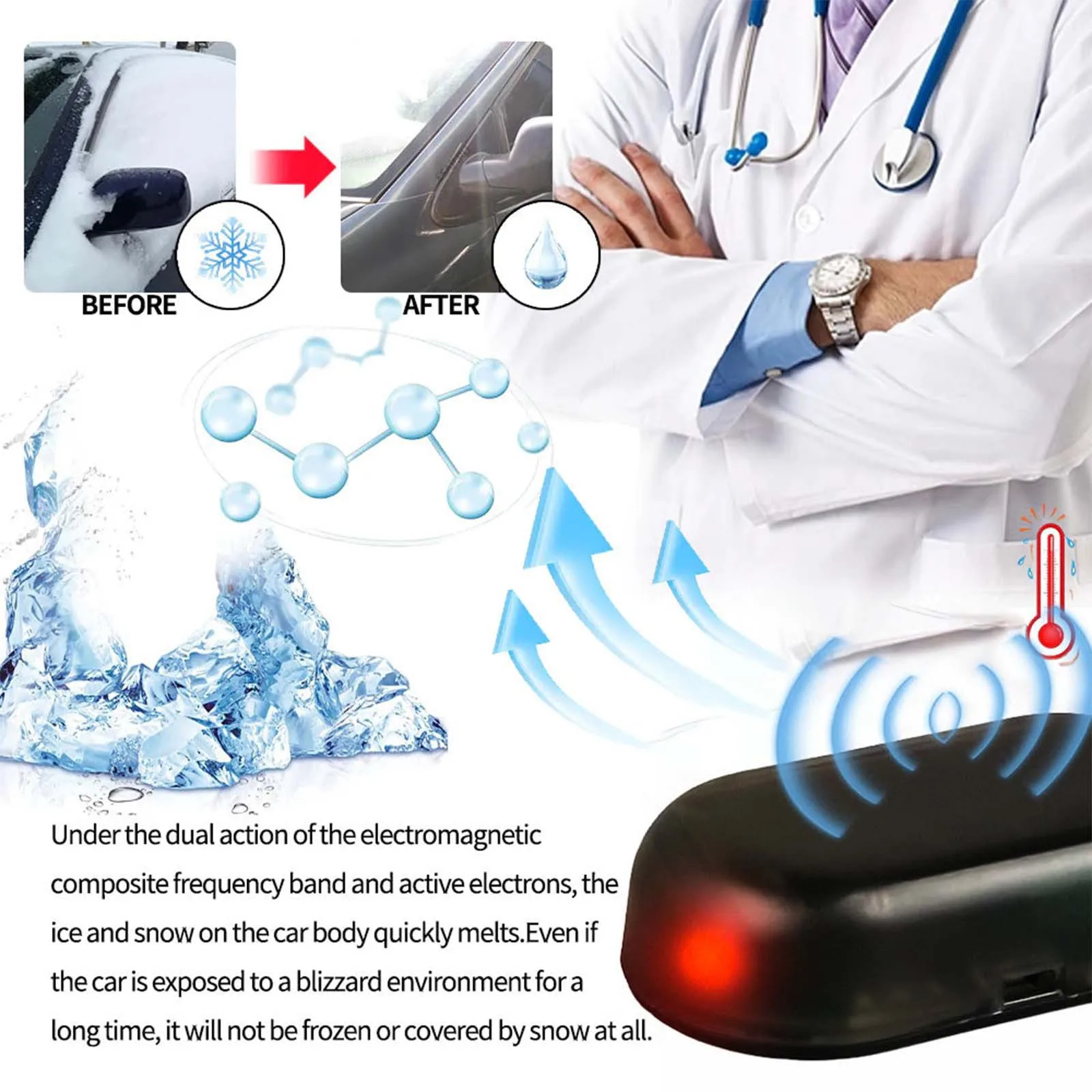 Solar Antifreeze Car Electromagnetic Molecular Windshield Snow Removal Window Glass Microwave Deicing Anti-ice Instrument 1-4pcs windshield deicing instrument