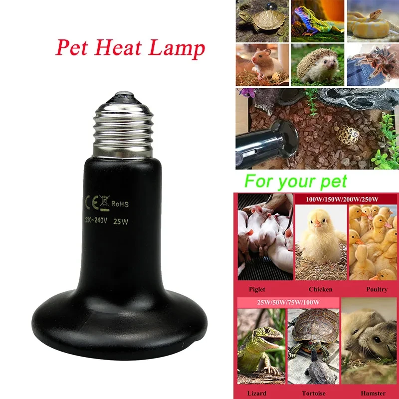 25-100W Turtle Basking Ceramic Bulb Reptile Infrared Heater Turtles Snake Lizard Petds Chick Lamp Reptile Breeding Tank Lighting