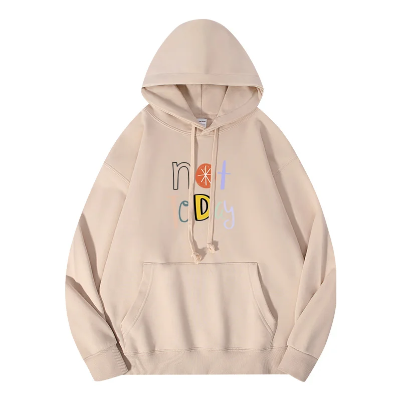 

Autumn and Winter New Women's Hooded Pullover Sweater Cute Printing Khaki Color Top Customizable Pattern Men's and Women's