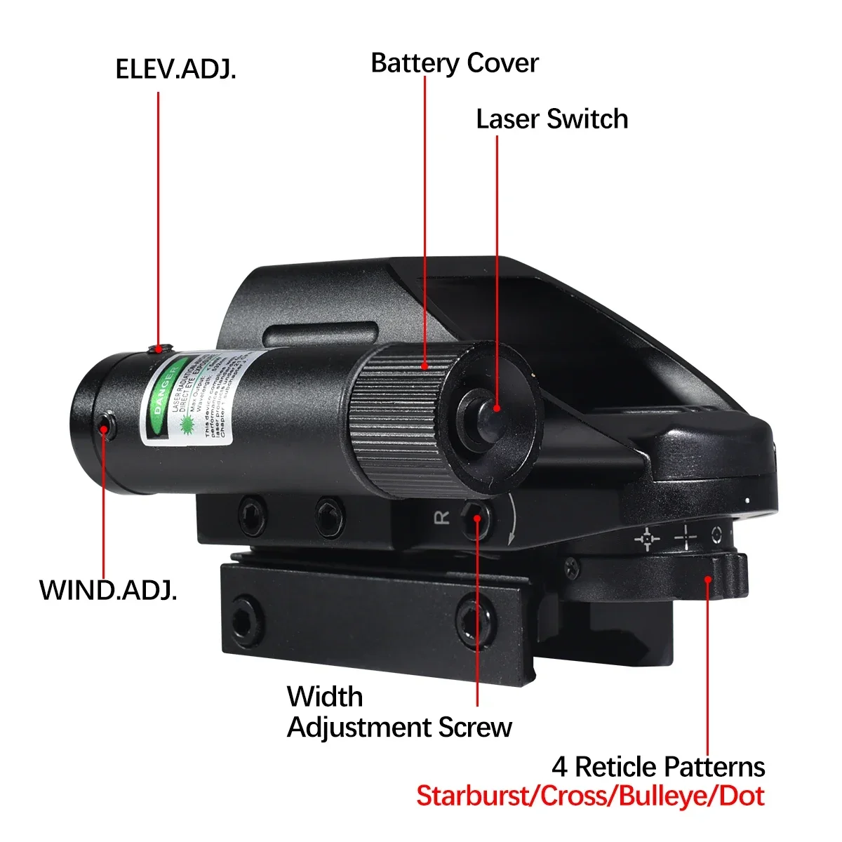 Tactical HD103 Series Sight Laser Red Green Dot Scope Holographic Projected Dot Collimator Reflex Hunting Rifle Scope