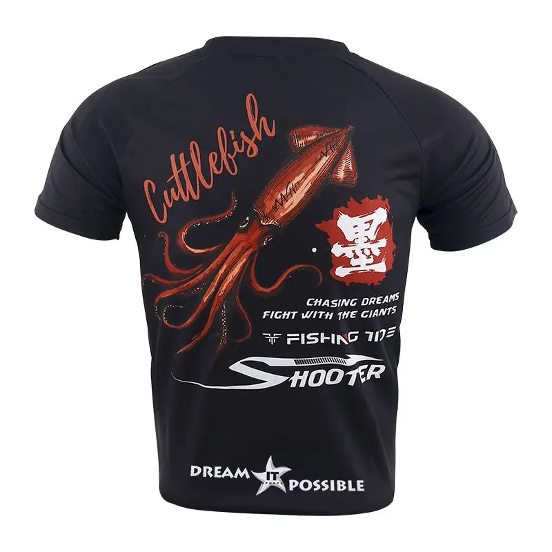 Fish Print Fishing T-shirt Men's New Summer Outdoor Short Sleeve Fishing Clothes Breathable Shirts Quick Drying