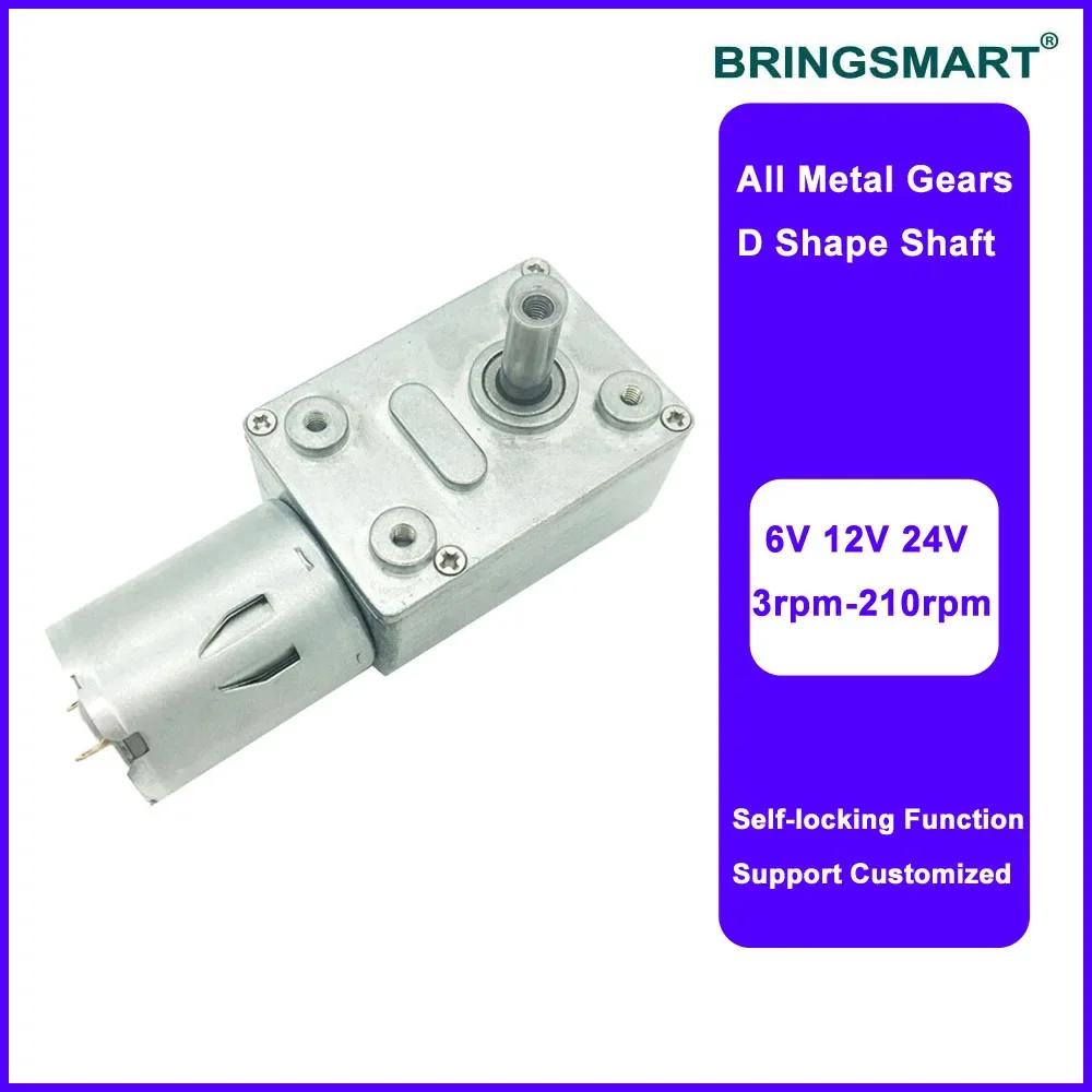 DC Worm Geared Motor 6V 12V 24V Self-lock Reversed Reducer Mini Reduction Box Low Speed Electric Motor worm geared motor