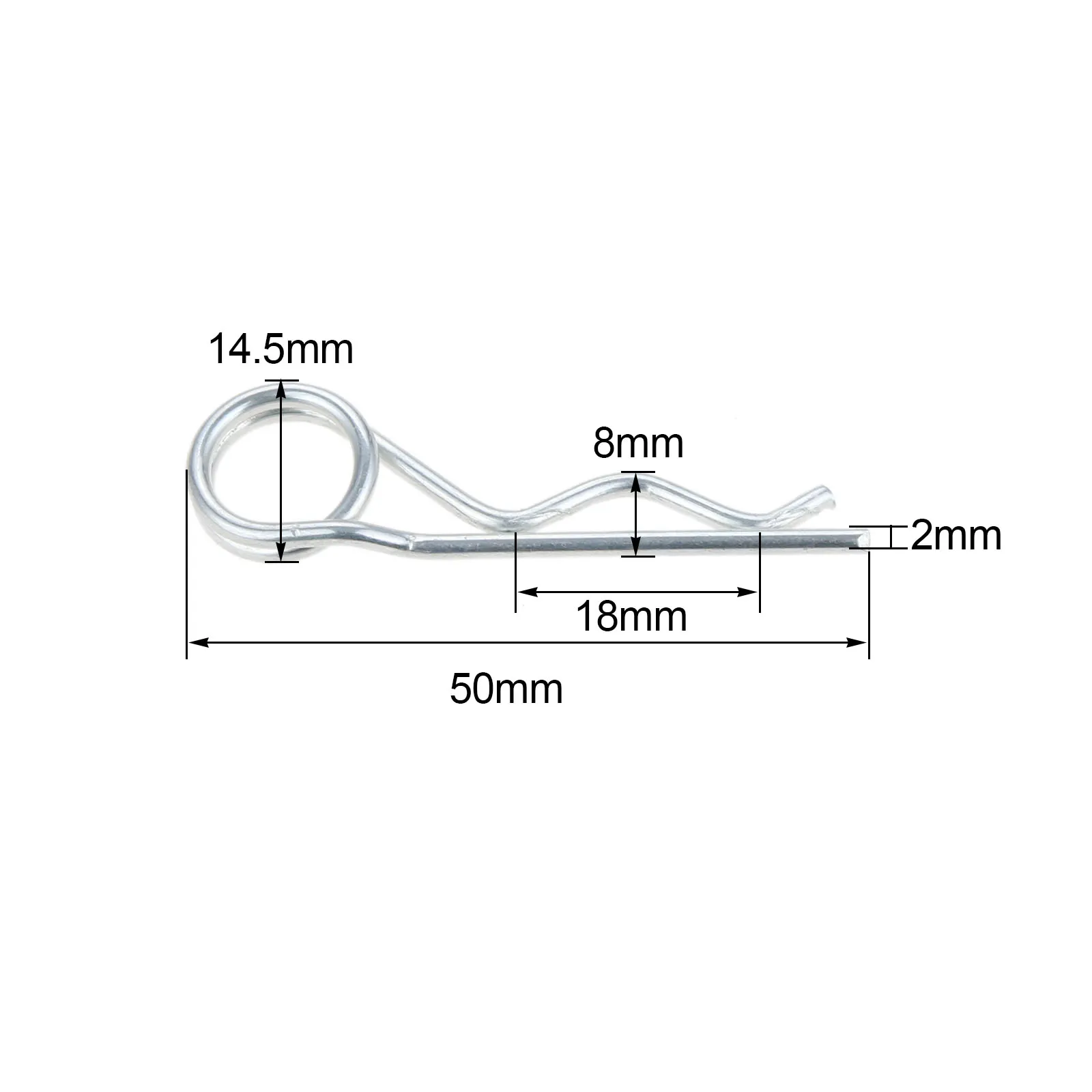 Steel Cotter Hitch Pins 20pcs M2*50mm Steel Cotter Hitch Double Ring Pins Double Coil R Clip Retaining Cotter Hair Pins for Trailer Stroller Cargo Boat
