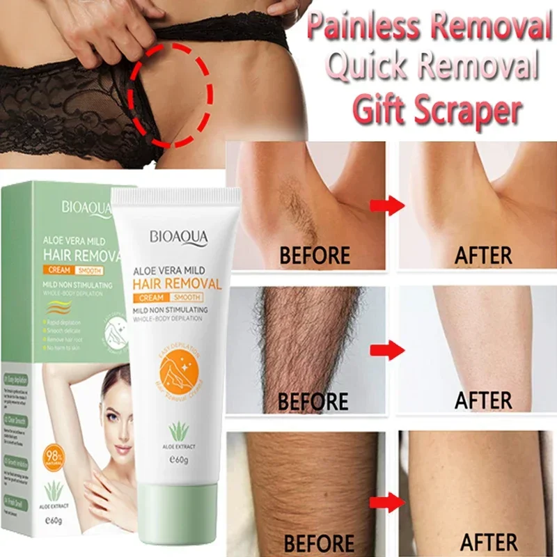 

Painless Hair Removal Cream Hair Growth Inhibitor Armpit Leg Aloe Vera Mild Allergy Available Men's Women's Beauty Treatment 60g