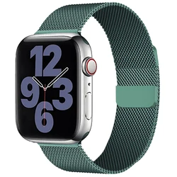 Elegant Milanese Loop Metal Strap for Apple Watch - Premium Stainless Steel Band (Pine Needle Green)