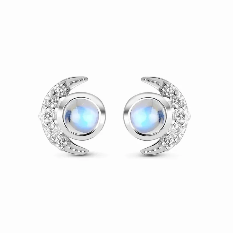 

Japanese and Korean Instagram New S925 Silver Diamond Moonlight Stone Earrings Luxury and Exquisite Jewelry Birthday Party Gift
