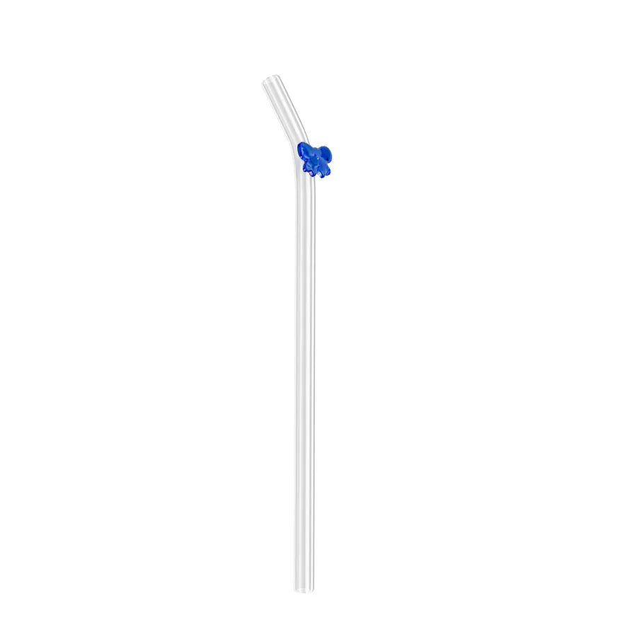Glass Straw Set Colored Bow Transparent Glass Straws Milk Tea Juice Beverages High Borosilicate Multiple Colors