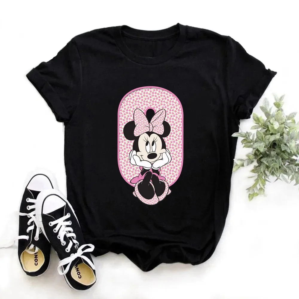 thumbnail image 1 of Camiseta de algodón para niños de Disney Minnie Mouse, divertida camiseta con estampado de 26 letras mayúsculas de la A a la Z, camisetas góticas para niñas, camisetas kawaii de verano, 1 of 5