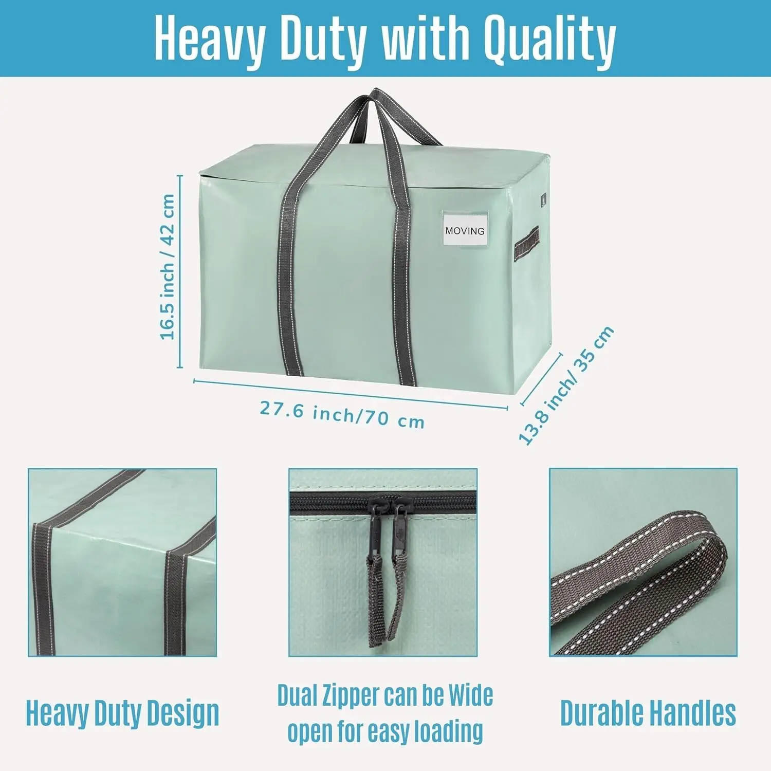 8 Pack Moving Bags, Heavy Duty, Moving Boxes Alternative, Packing Storage Supplies for Dorm Room Essentials with Zipper for Clot 3