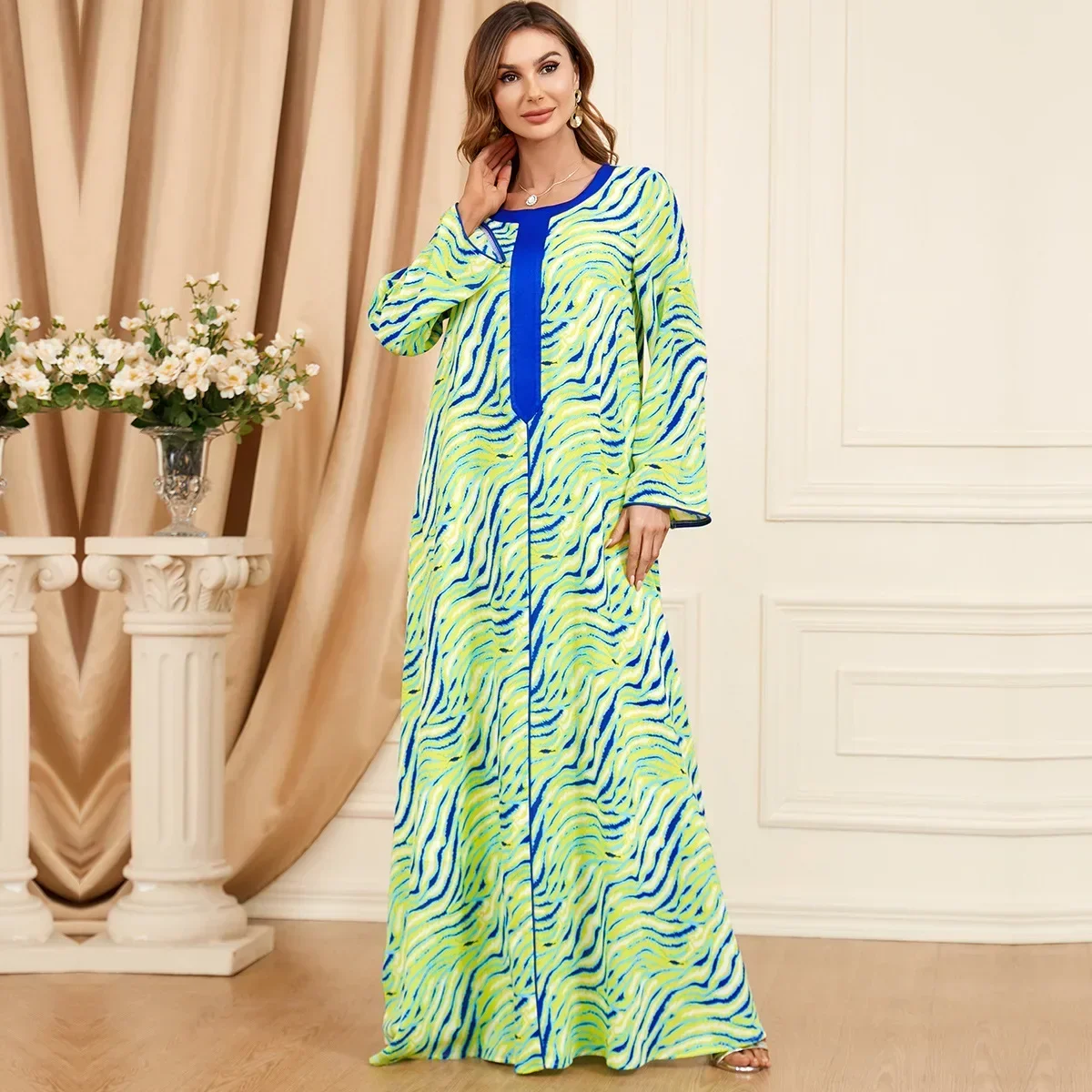 

Turkey Dubai Spring Women Abaya Muslim Dress Arabian Clothing Long-sleeved Dresses Casual Kaftan Femme Musulman Islamic Clothing