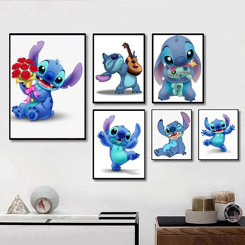 Pintura a óleo por número disney cartoon lilo stitch diy pintados à mão  pintura em tela por número casa decoração presentes - AliExpress