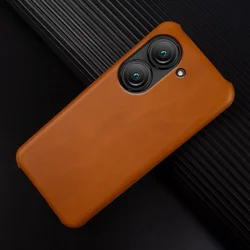 Leather Oil Wax Phone Case - Luxury Protective Back Cover & Shell for Asus Zenfone 9 (Yellow 5209)