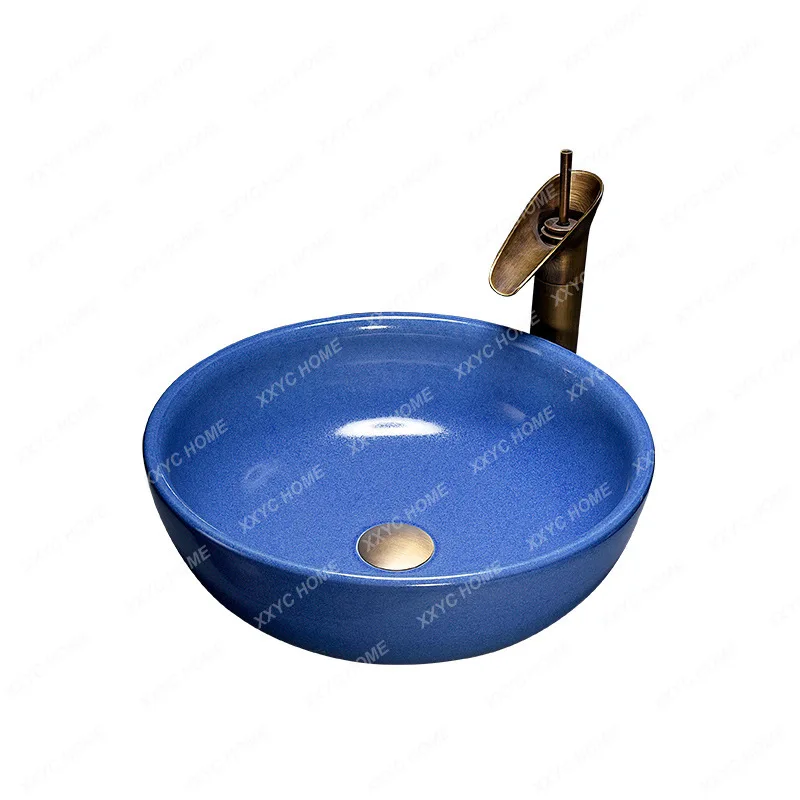 

Kiln Baked Ceramic Basin Art Washbasin Bathroom Single Plate Basin