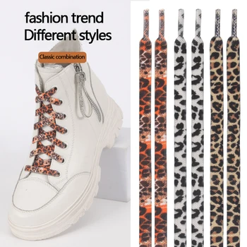 Classic Leopard Print Flat Shoelaces – 1 Pair for Men & Women – Universal Fit for Sneakers, Boots & Outdoor Shoes