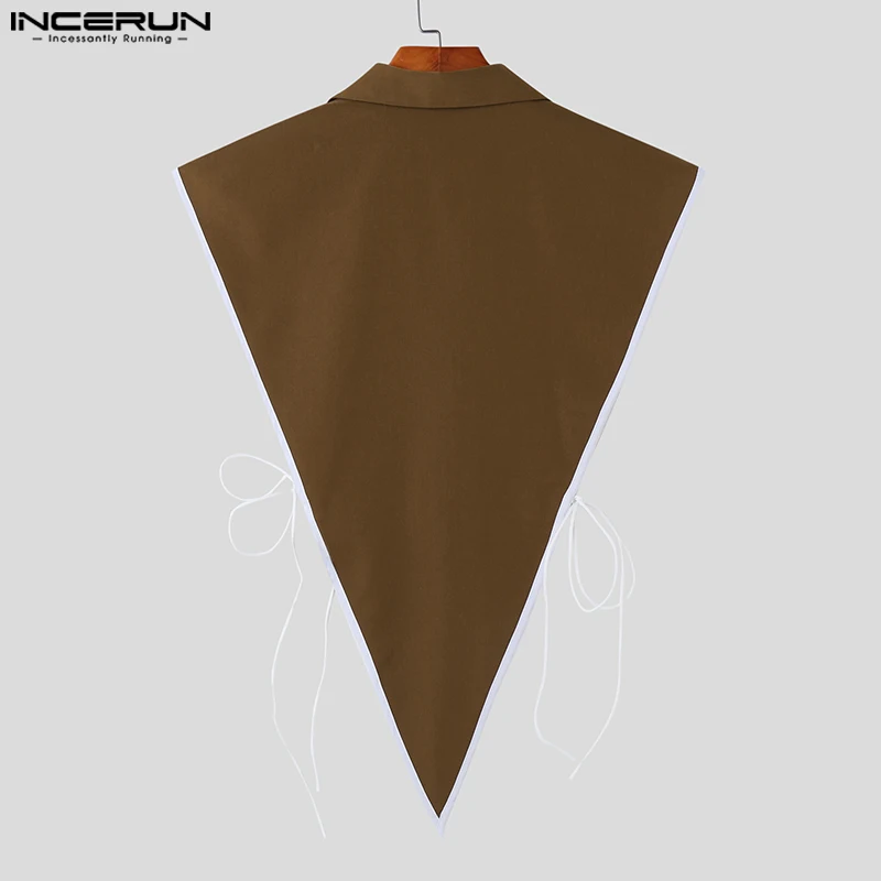 INCERUN Tops 2023 American Style New Men's Side Hollowed Pointing Hem Design Tank Tops Casual Party Solid All-match Vests S-5XL