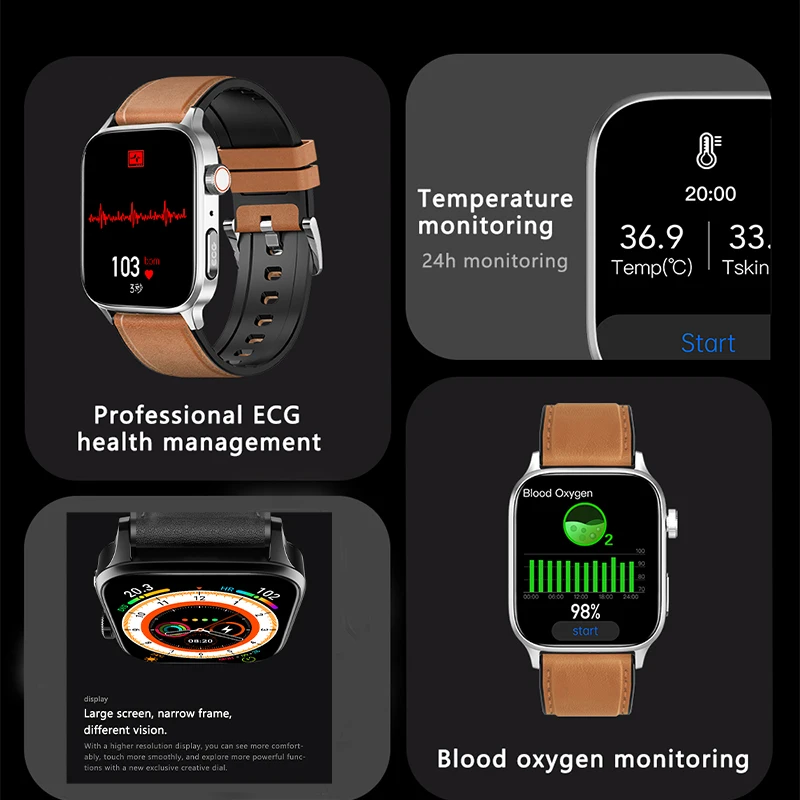2026 Health SmartWatch ECG+PPG Heart Rate Blood Oxygen Blood Pressure Monitoring NFC Bluetooth Call Motion Trajectory Smartwatch 2