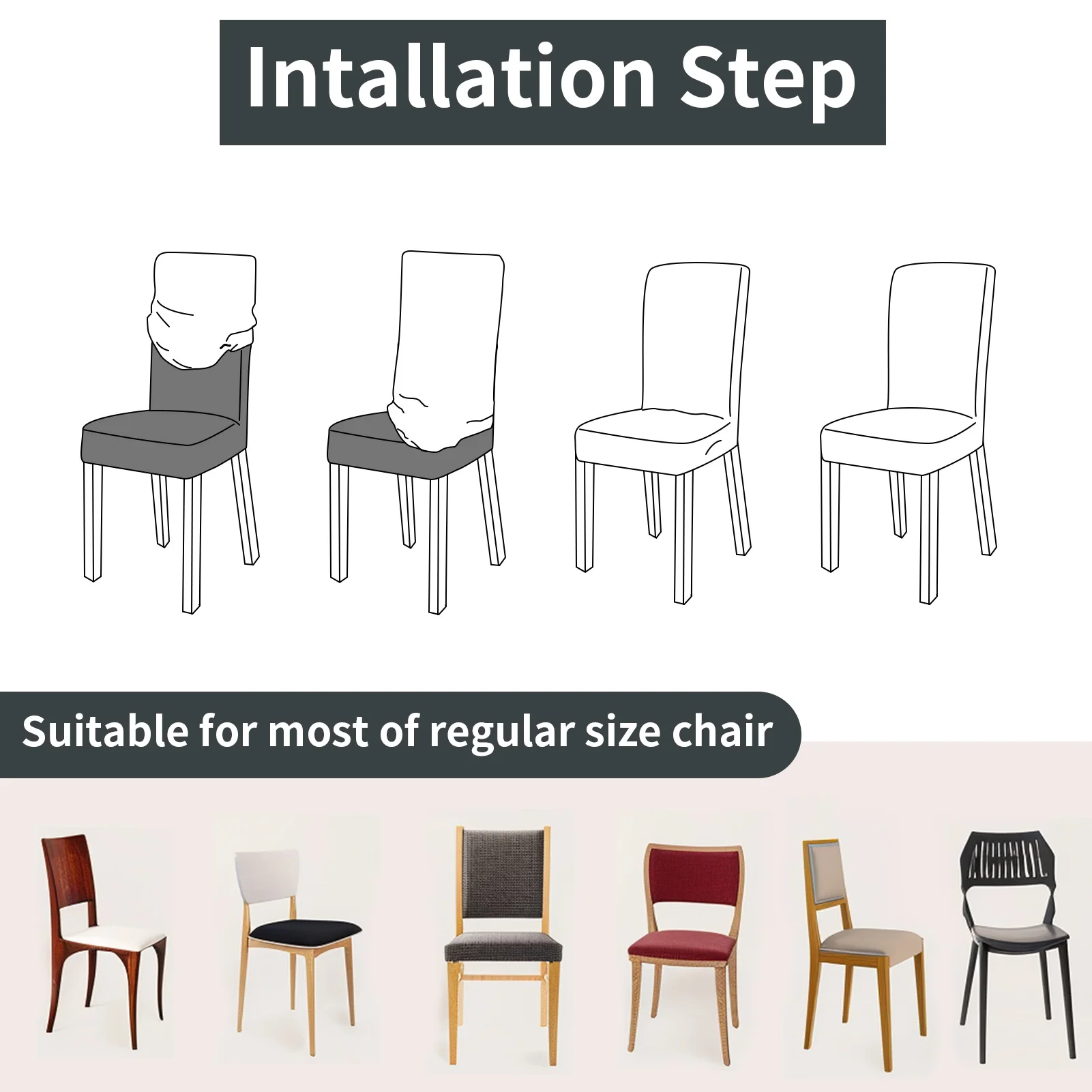 Set of 4 Stretchable Dining Chair Slipcovers - Removable, Washable, Protective, Decorative Covers