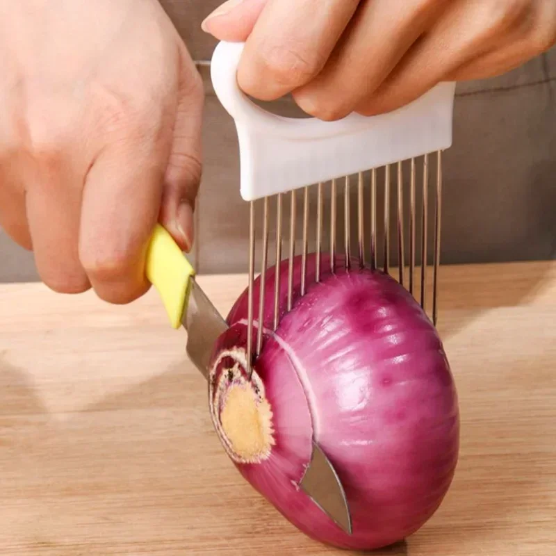 Stainless Steel Onion Needle Fork Vegetable Fruit Slicer Tomato Cutter Cutting Holder Kitchen Accessorie Tool vegetable slicer,fruit slicer,onion slicer holder,onion slicer,vegetable cutter,food slicer