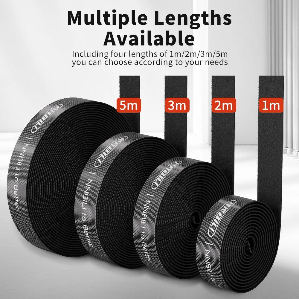 Reusable Double-Sided Velcro Cable Management Straps with Self-Adhesive Fastener