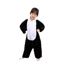 Pijama Infantil de franela con capucha para niños y niñas, conjunto de pijama de una pieza con diseño de Panda, ideal para el hogar