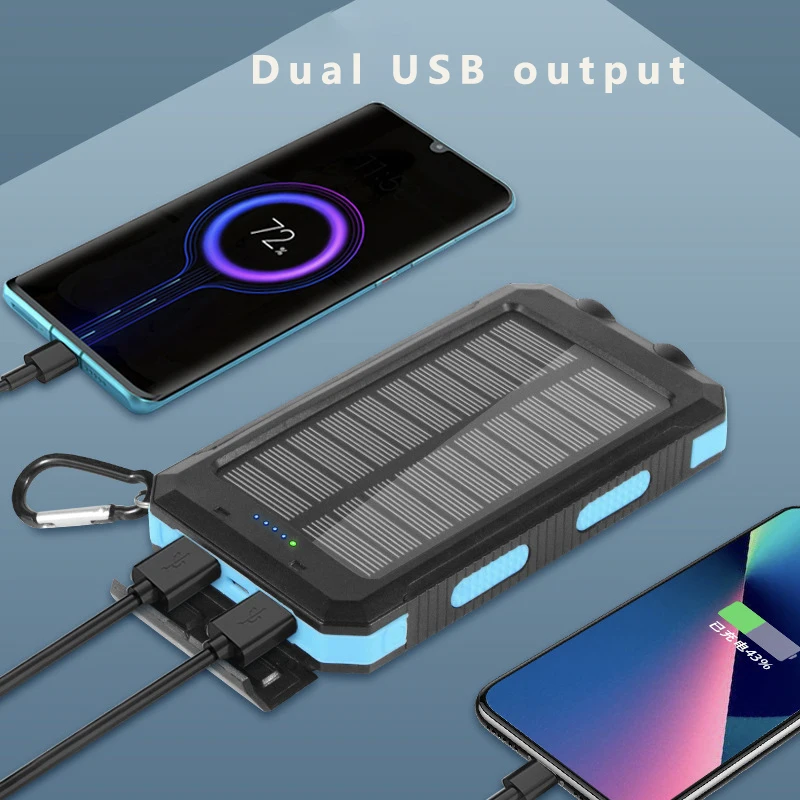 Solar power bank, 5000mAh, 10000mAh, 20000mAh, outdoor charging portable, suitable for Xiaomi, Huawei and Apple mobile phones 3