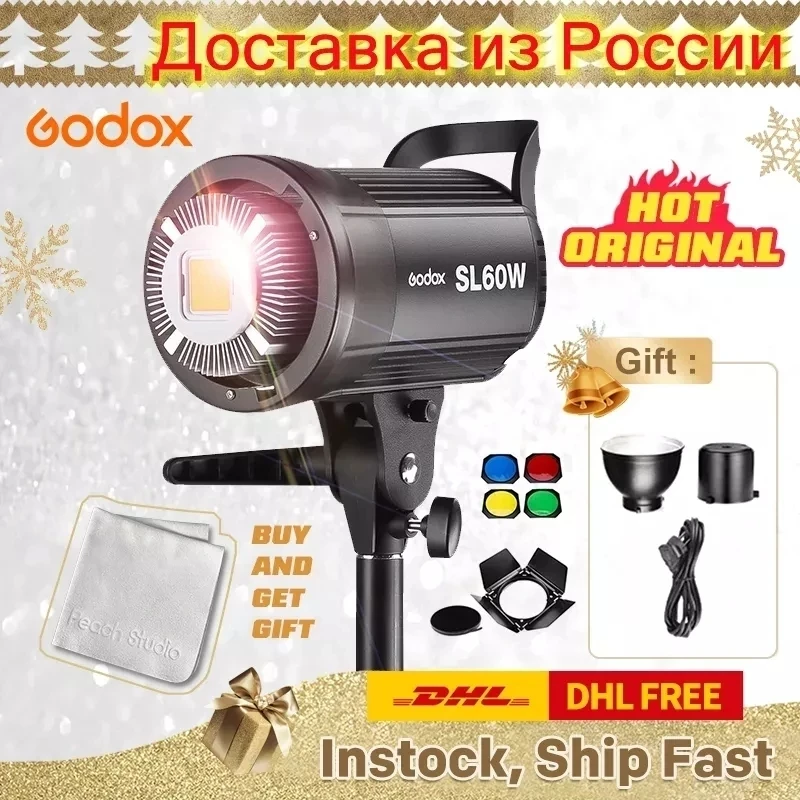 Godox-LEDビデオライト,SL-60Wルーメン,写真スタジオアクセサリー 