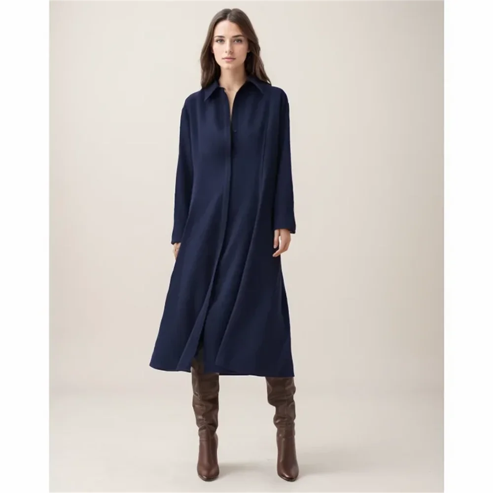 

Cos Lris 2024 Spring Women's versatile and minimalist style shirt style long dress with tie up dress
