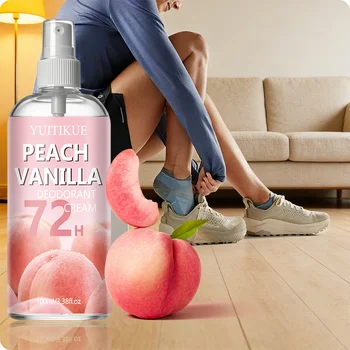 YUITIKUE Peach Vanilla Shoe Odor Eliminator - One Spray Odor Removal, Long-Lasting Gentle Fresh Scent 1