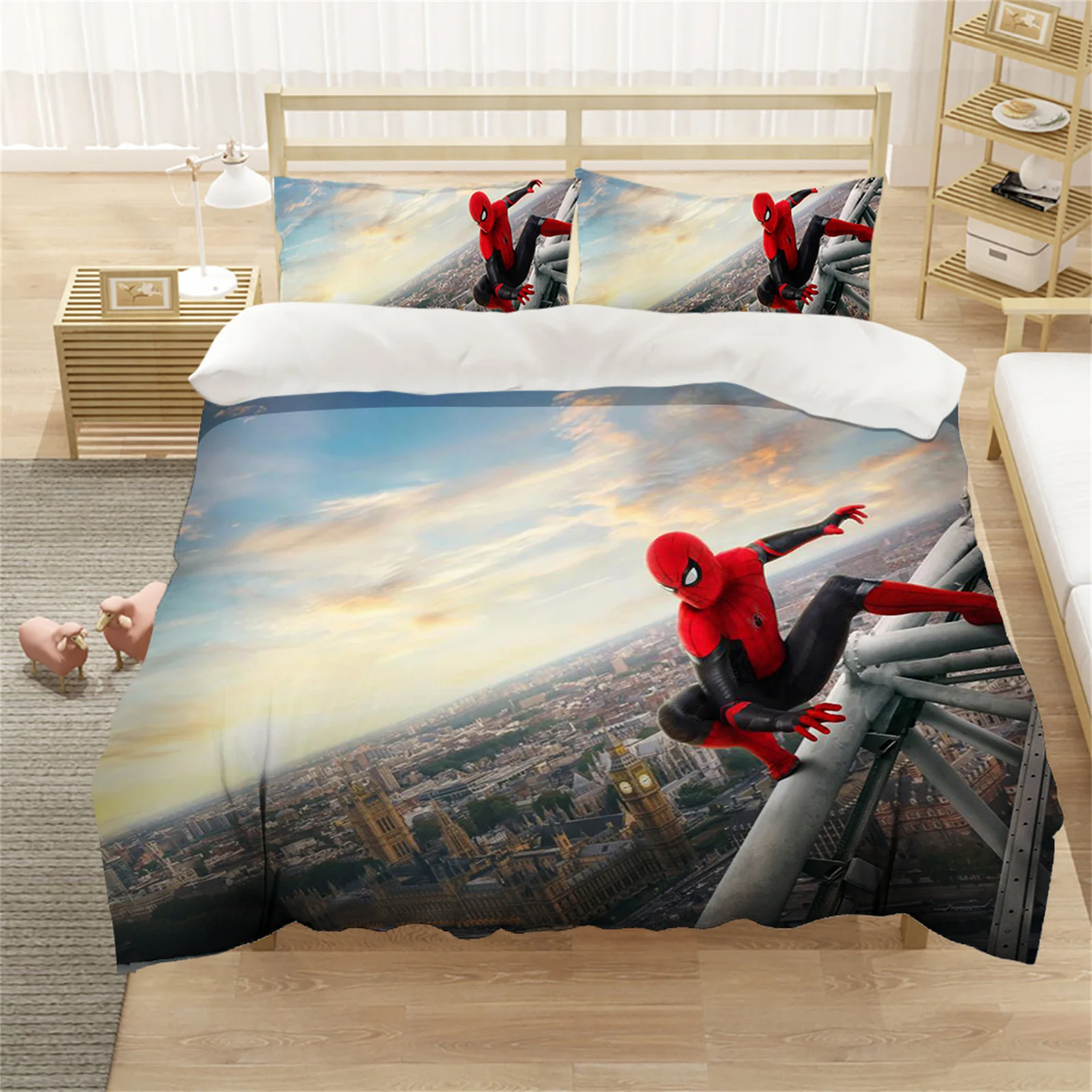 Housse de couette Spiderman 220×240, parure de lit, 2 personnes, double – Image 9