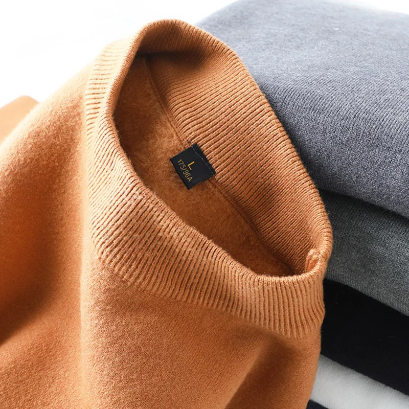 Woolen sweater Men's half-turtleneck winter woolen padded sweater with woolen padded warm bottom sweater 5