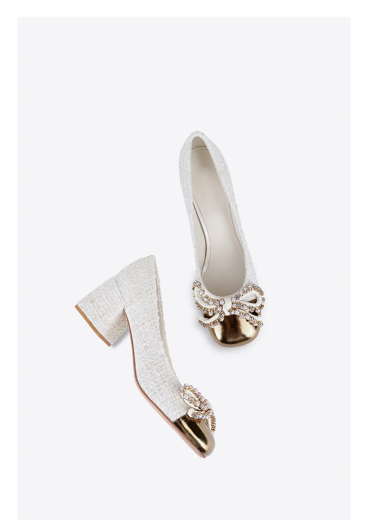 

Square toe thick heel color block rhinestone high heels 0114