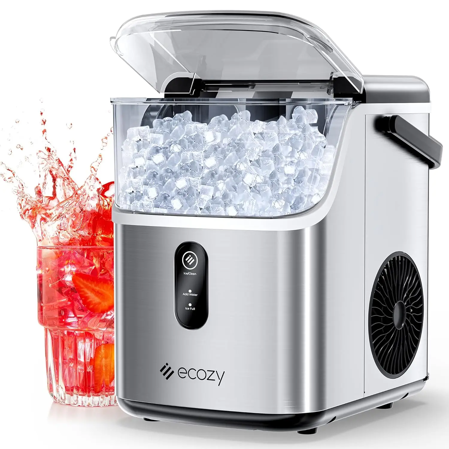 Nugget Maker , Maker with 33 lbs/24H, Crushed Pellet Cubes, One-Click Operation Ice Machine with Sel