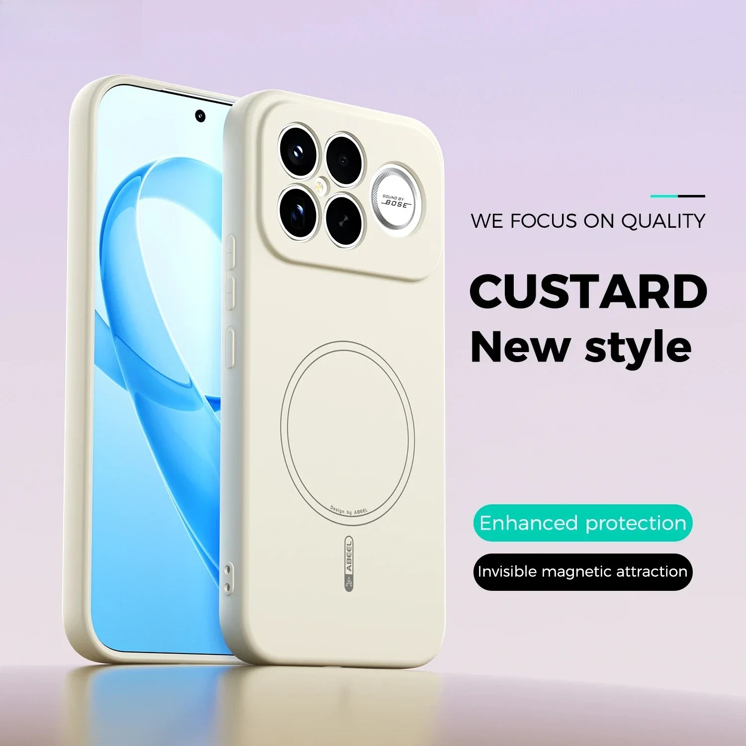 Luxury Skin-Friendly TPU Magnetic Case with Holder and Lens Protection, Shockproof Cover