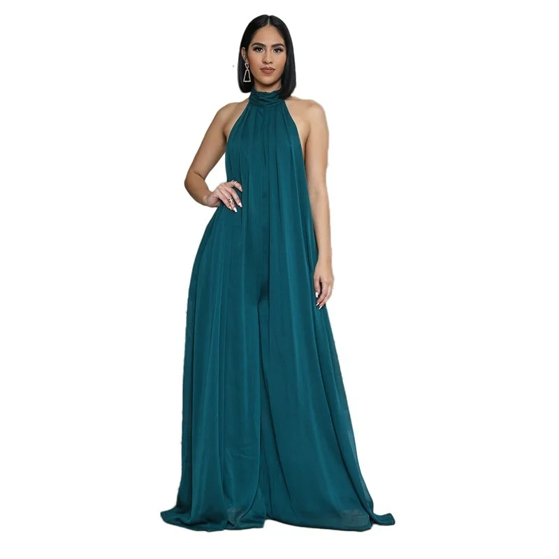 

Women Chiffon Jumpsuit Long Wide Leg Pants Party Club Wear Beach Outfits