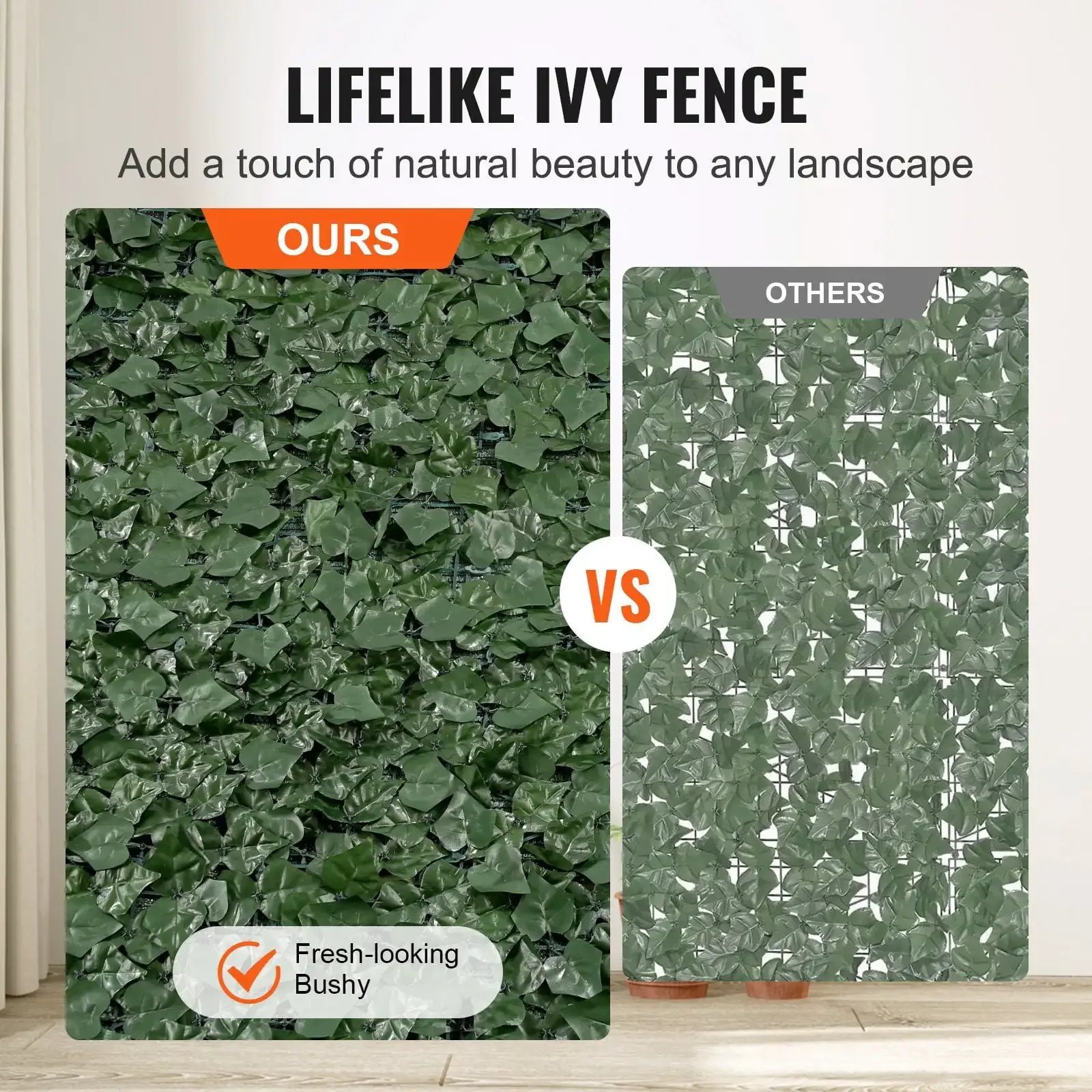 Ivy Privacy Fence, 59 x 98 in Artificial Green Wall Screen, Greenery Ivy Fence with Mesh Cloth Backing and Strengthened Joint