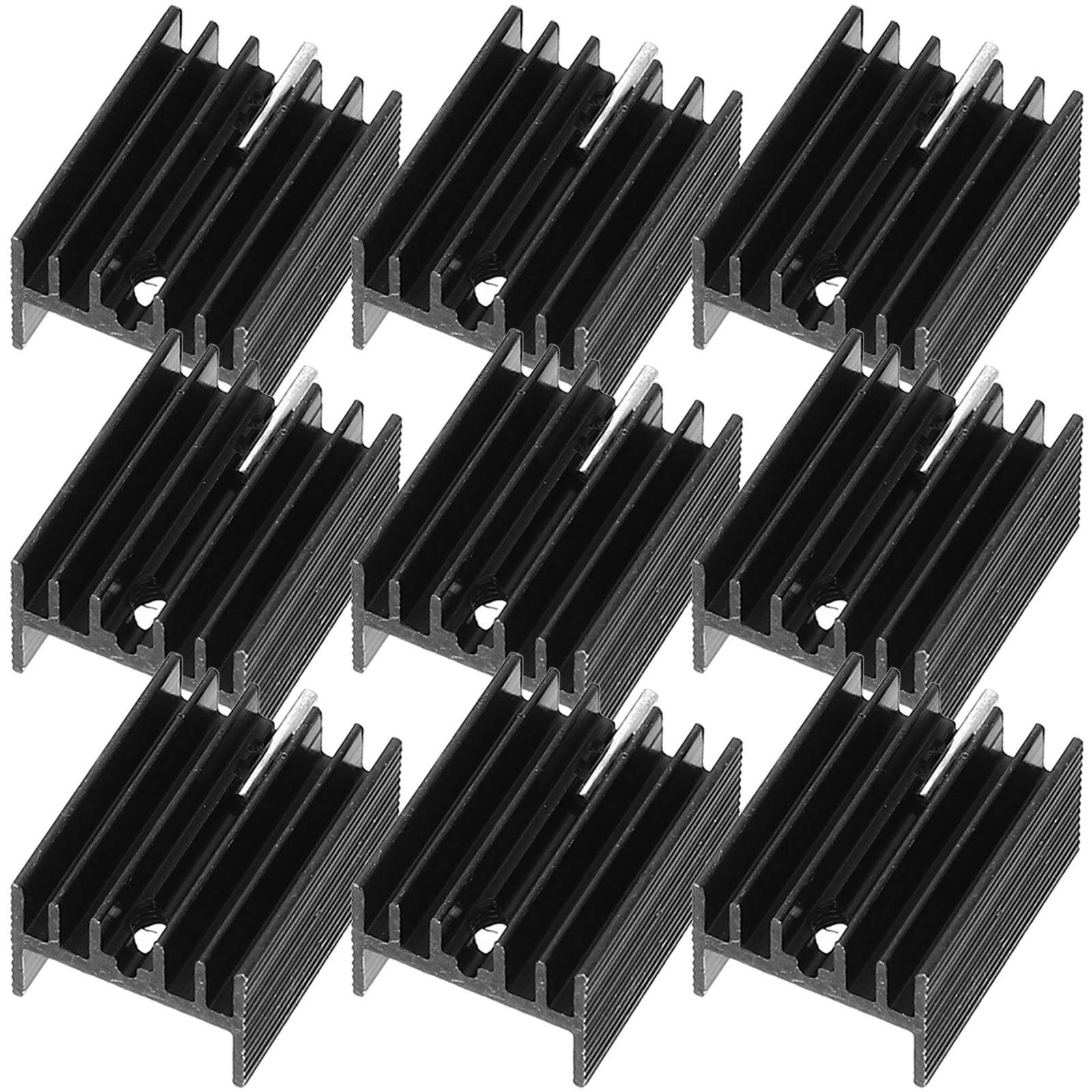 

10 Pcs Black Radiator Cooling Fin Suit Aluminum Heat Sink Mini Heating Voltage Regulator Metal Cooler