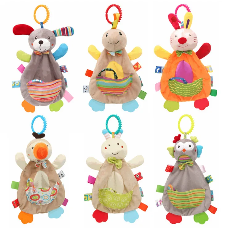 

Baby Comforter Cartoon Animal Plush Animal Rattles Child Educational Handbells Toddler Baby Teether Comfort Sensory Toys