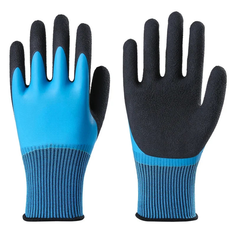6pair Working Gloves Purple Polyester Grey Latex Glove Protective for work Garden Durable Non-slip Waterproof Gardening Gloves 4