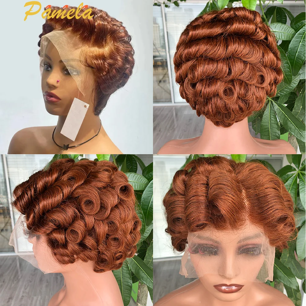 613 Blonde Short Bob Loose Wave Pre Plucked Bleached Knots Pixie Cut 13x4 Transparent Lace Front 100% Human Hair Wigs For Woman