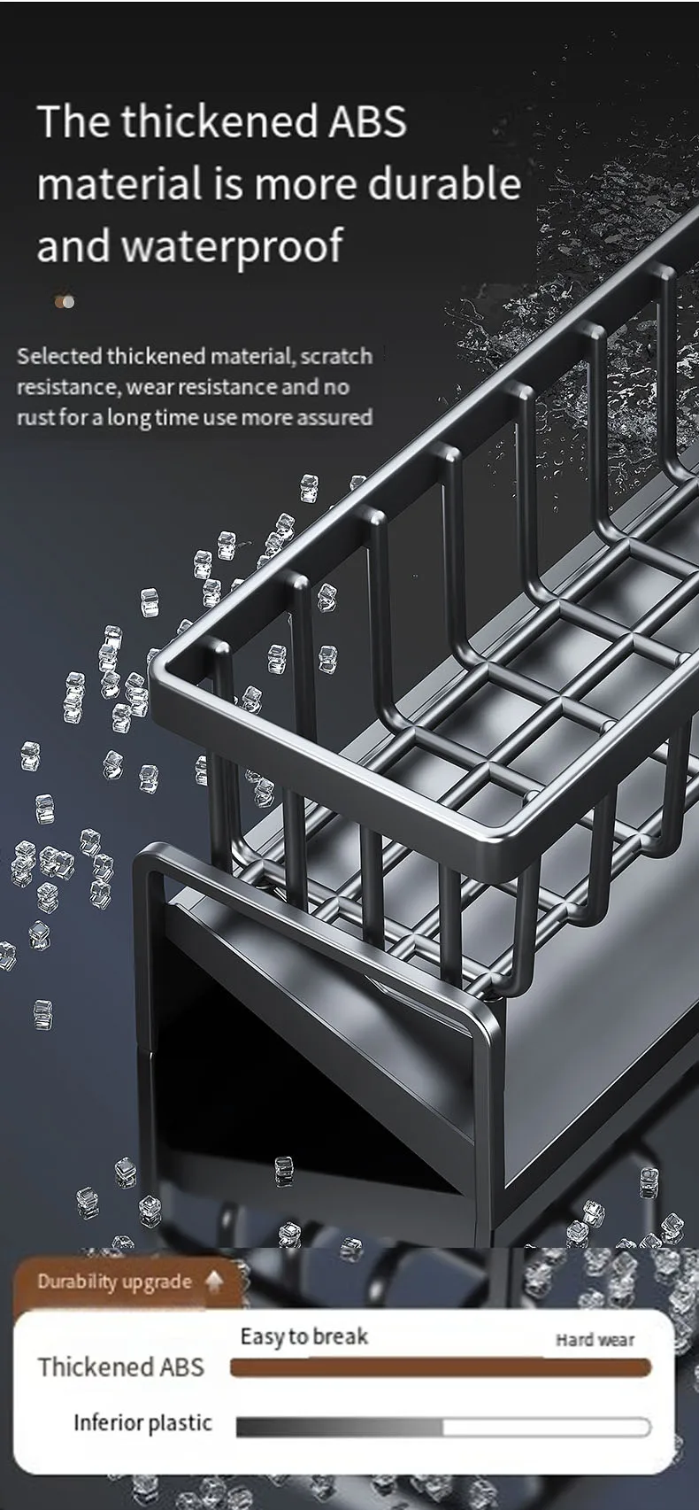 ABS Plastic Drain Rack Kitchen Sink Storage Rack Rag Dish Storage Narrow Edge Sponge Storage Rack Convenient Household Storage_voghion.com