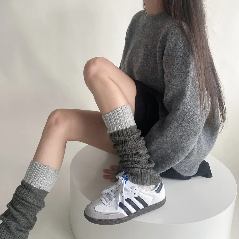

Autumn Fashion Personalized Lolita Anime Cosplay Leg Cover Loose Socks Wool Knitted Contrast Color Ankle Warm Calf Socks