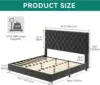 YITAHOME King Velvet Bed Frame, 53" Tall Headboard, 2 USB C/A, Button Tufted, No Box Spring, Noise-Free, Black 2